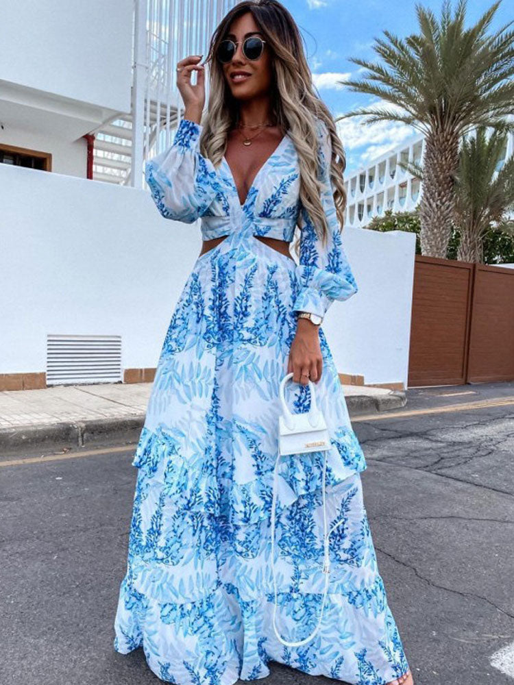 Women's Smooth A-Line Dress | Stylish Cut-Out Sleeveless Design-Mykonostore-S-Blue-Mykonostore