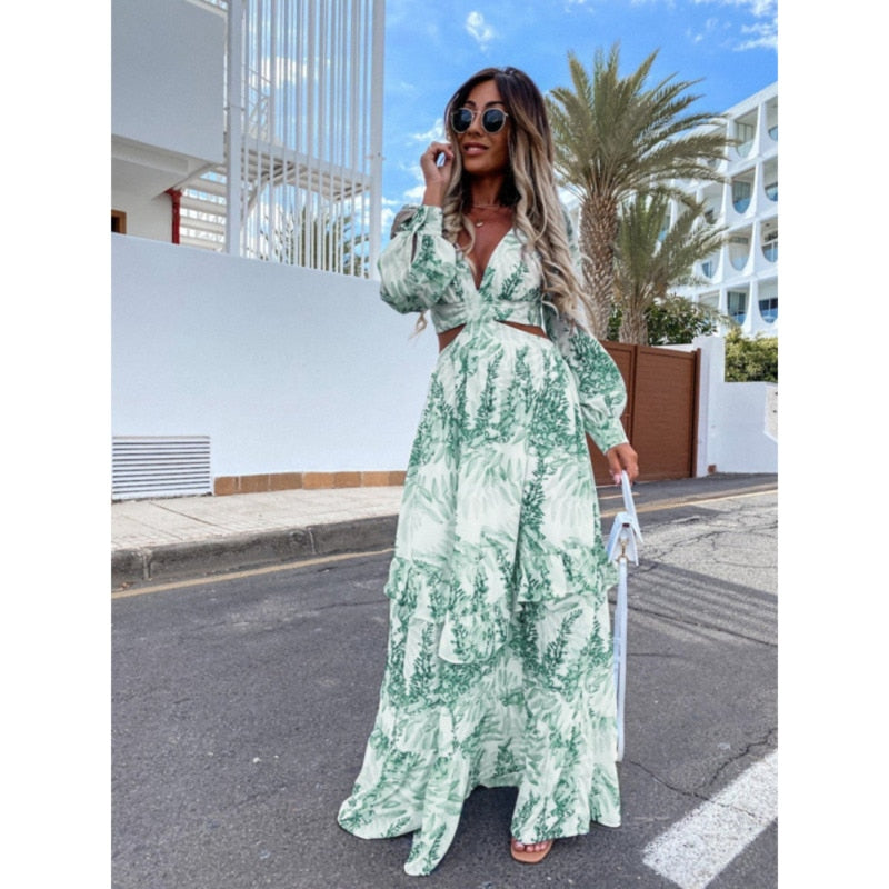 Women's Smooth A-Line Dress | Stylish Cut-Out Sleeveless Design-Mykonostore-S-Green-Mykonostore