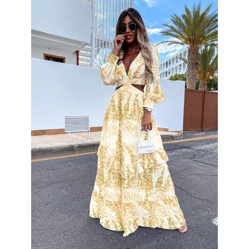 Women's Smooth A-Line Dress | Stylish Cut-Out Sleeveless Design-Mykonostore-S-Yellow-Mykonostore