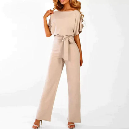 Women's Smooth Fabric Jumpsuit | Chic Modern Everyday Wear-Mykonostore-Beige-XS-Mykonostore