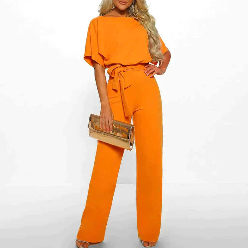 Women's Smooth Fabric Jumpsuit | Chic Modern Everyday Wear-Mykonostore-Orange-XS-Mykonostore