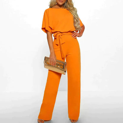 Women's Smooth Fabric Jumpsuit | Chic Modern Everyday Wear-Mykonostore-Orange-XS-Mykonostore