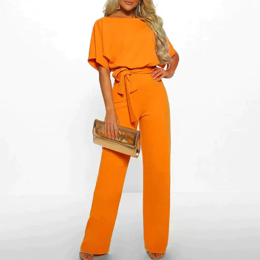 Women's Smooth Fabric Jumpsuit | Chic Modern Everyday Wear-Mykonostore-Orange-XS-Mykonostore
