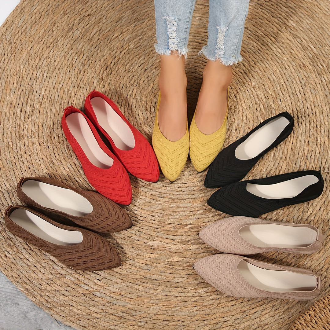 Women's Smooth Slip-On Ballet Flats | Comfortable Square Toe Design-Mykonostore-Mykonostore