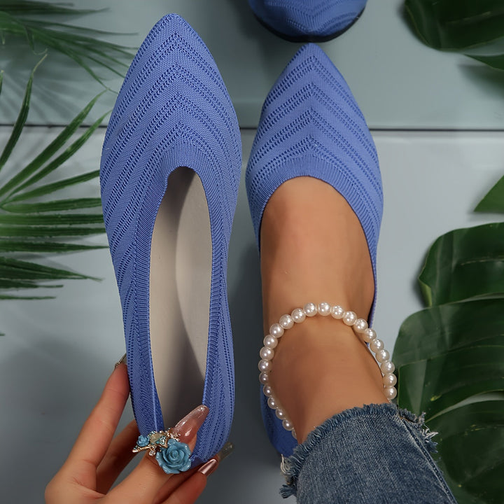 Women's Smooth Slip-On Ballet Flats | Comfortable Square Toe Design-Mykonostore-Blue-5-Mykonostore