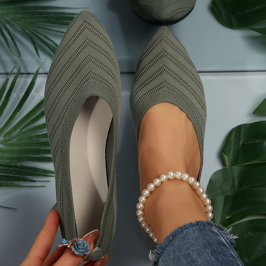 Women's Smooth Slip-On Ballet Flats | Comfortable Square Toe Design-Mykonostore-Olive Green-5-Mykonostore