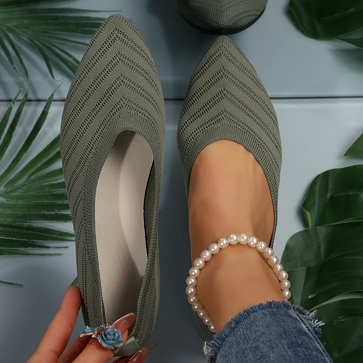 Women's Smooth Slip-On Ballet Flats | Comfortable Square Toe Design-Mykonostore-Olive Green-5-Mykonostore
