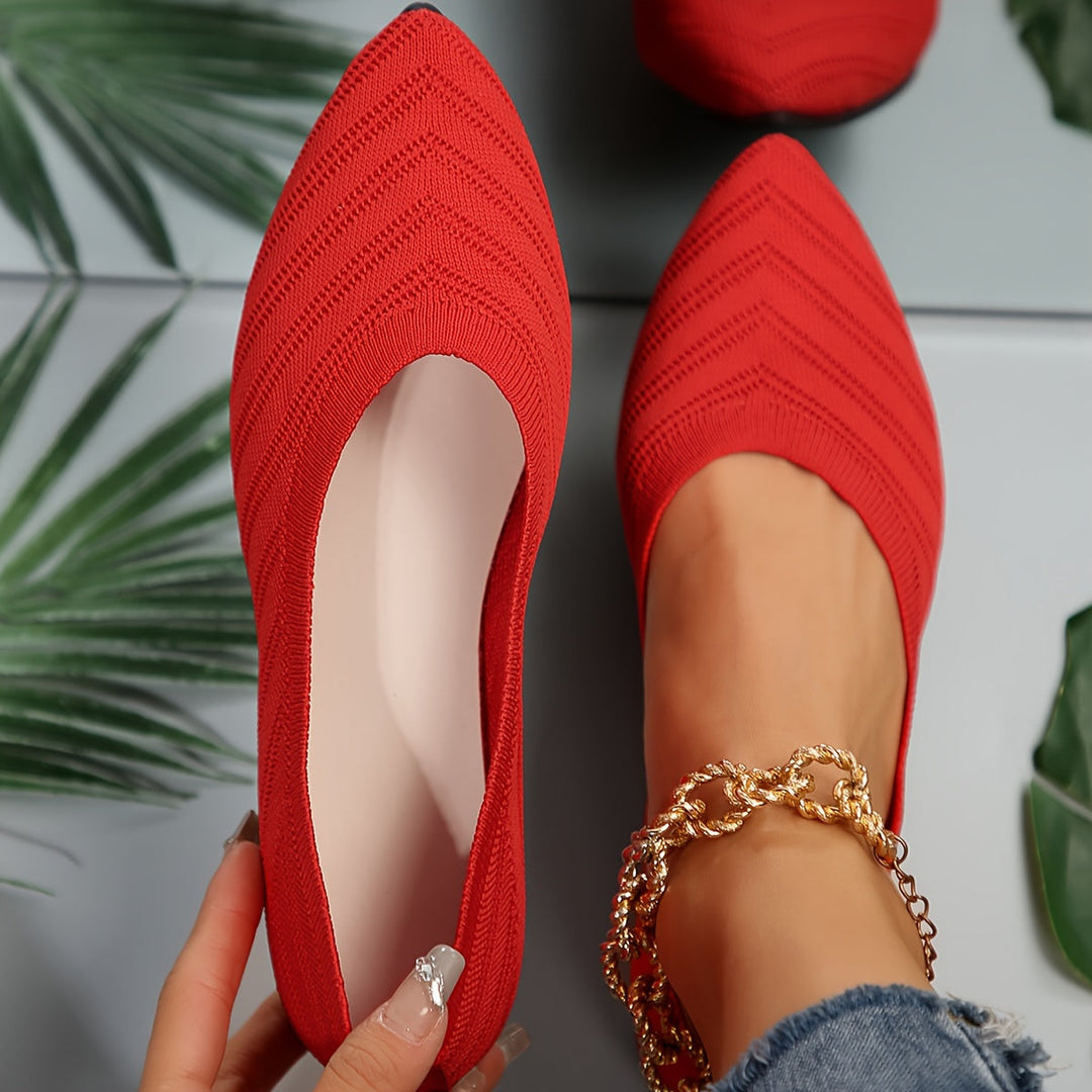 Women's Smooth Slip-On Ballet Flats | Comfortable Square Toe Design-Mykonostore-Red-5-Mykonostore
