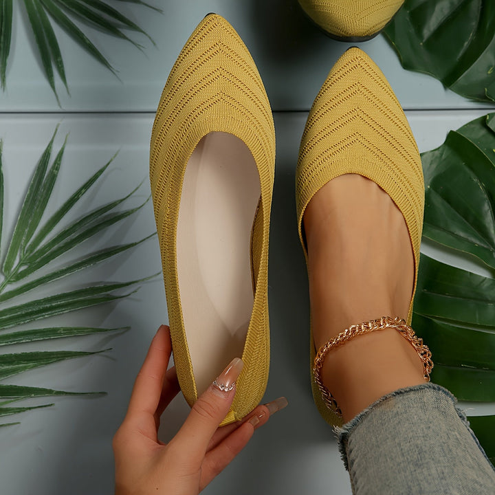 Women's Smooth Slip-On Ballet Flats | Comfortable Square Toe Design-Mykonostore-Yellow-5-Mykonostore