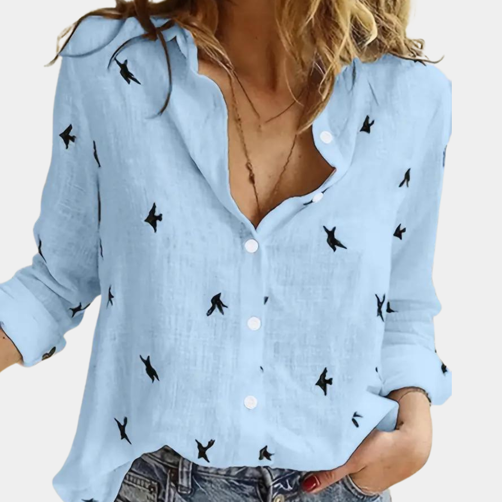 Women's Soft Breathable Long Sleeve Shirt | Classic Elegant Essential-Mykonostore-Blue-S-Mykonostore