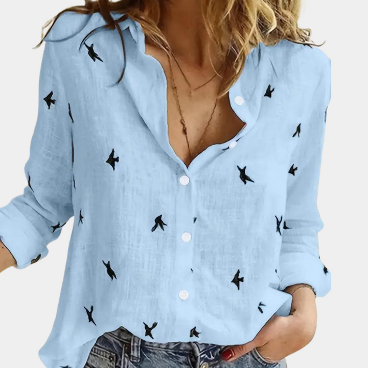Women's Soft Breathable Long Sleeve Shirt | Classic Elegant Essential-Mykonostore-Blue-S-Mykonostore