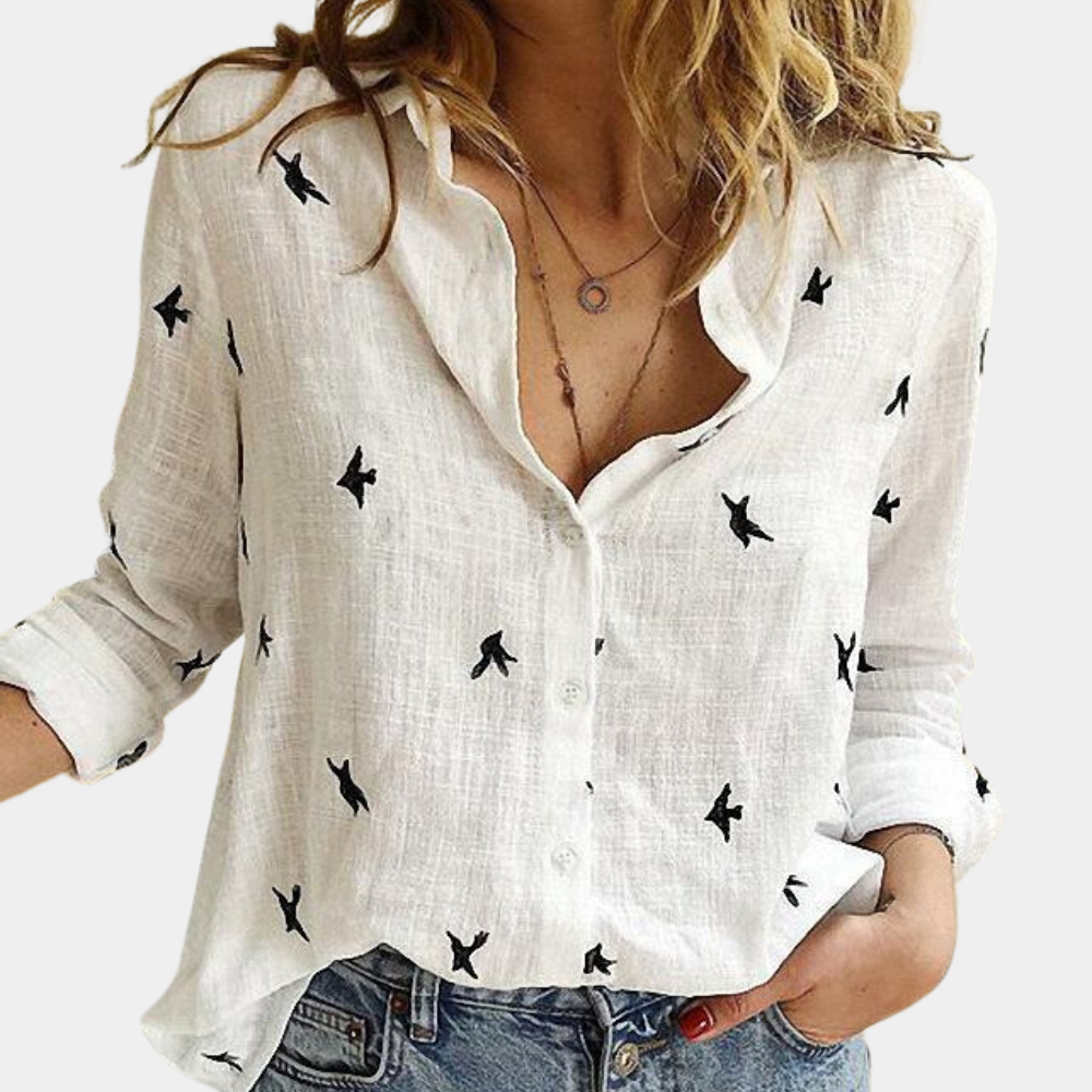Women's Soft Breathable Long Sleeve Shirt | Classic Elegant Essential-Mykonostore-White-S-Mykonostore