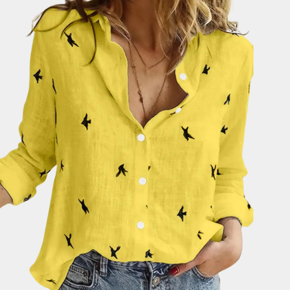Women's Soft Breathable Long Sleeve Shirt | Classic Elegant Essential-Mykonostore-Yellow-S-Mykonostore