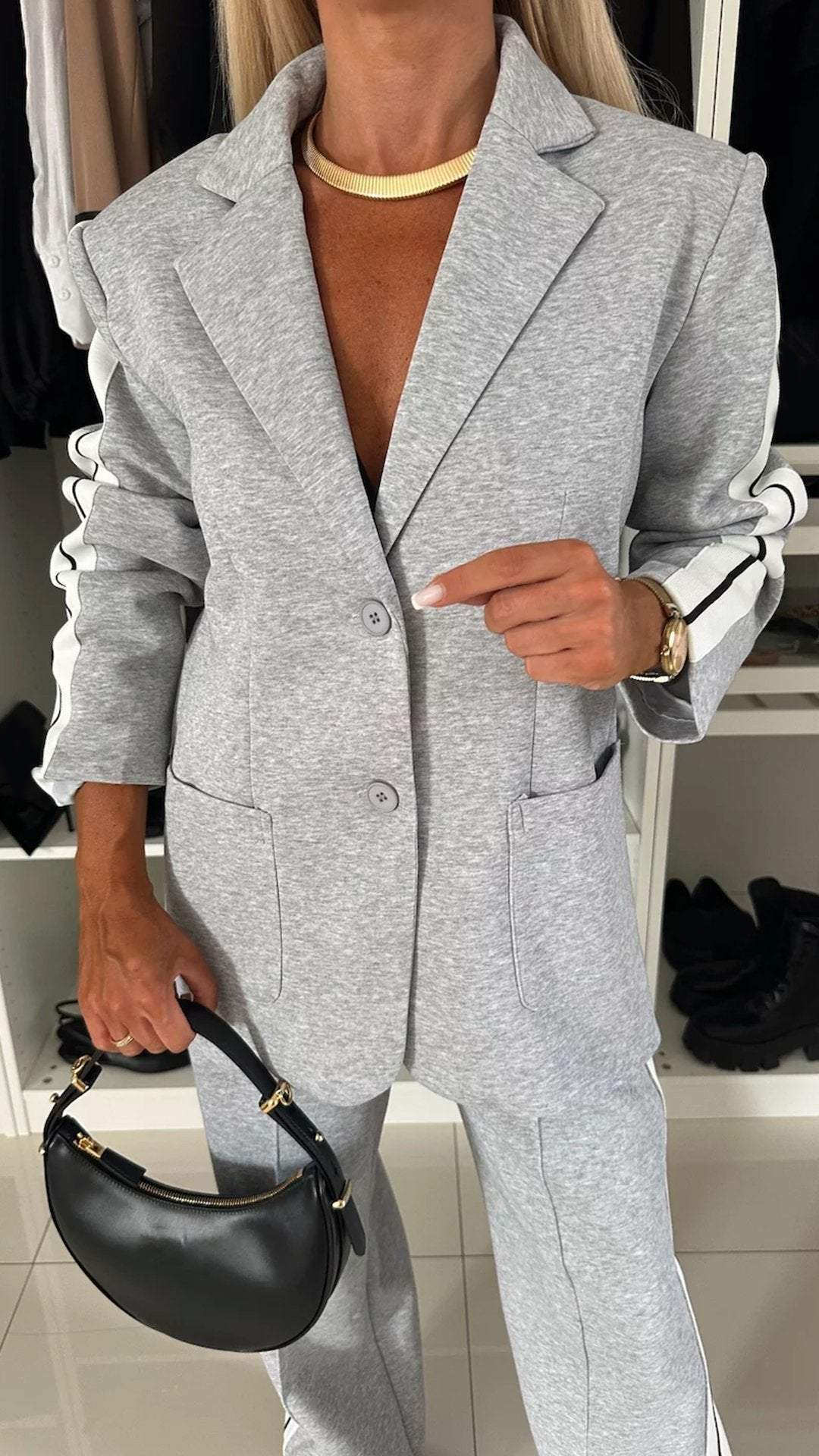 Women's Soft Fabric Blend Tracksuit | Sporty Elegant Blazer and Trousers-Tracksuits-Mykonostore-Mykonostore