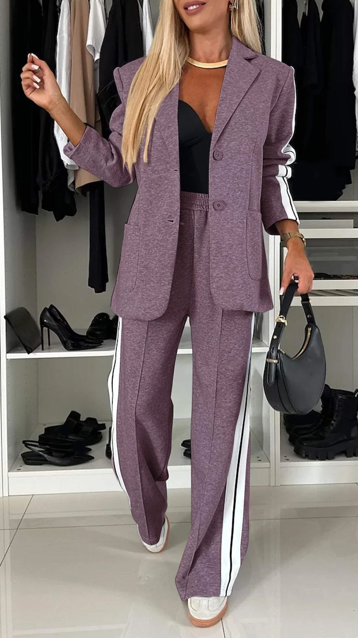 Women's Soft Fabric Blend Tracksuit | Sporty Elegant Blazer and Trousers-Tracksuits-Mykonostore-Purple-S-Mykonostore