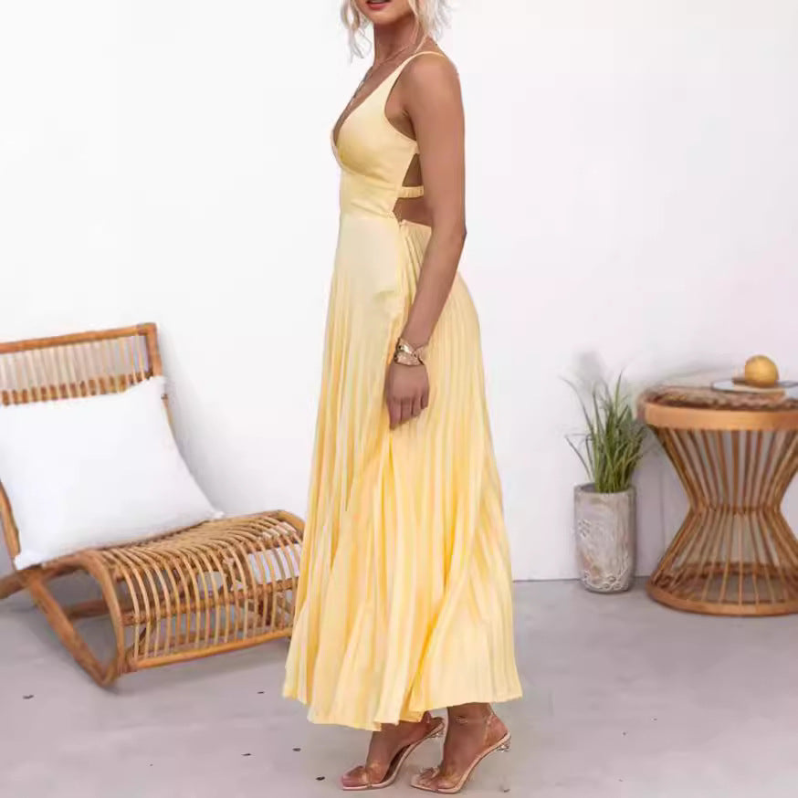 Women's Soft Touch Maxi Dress | Elegant Plissé Summer Gown-Mykonostore-Mykonostore