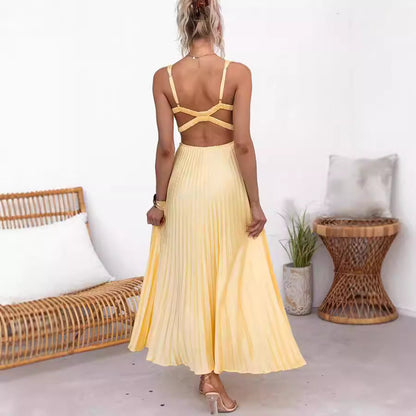 Women's Soft Touch Maxi Dress | Elegant Plissé Summer Gown-Mykonostore-Mykonostore