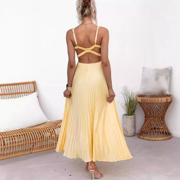 Women's Soft Touch Maxi Dress | Elegant Plissé Summer Gown-Mykonostore-Mykonostore