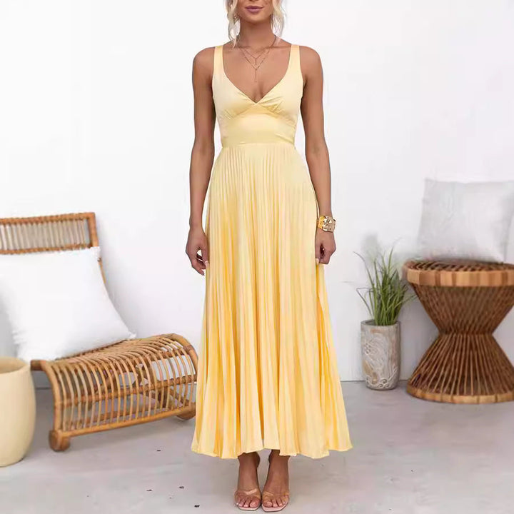 Women's Soft Touch Maxi Dress | Elegant Plissé Summer Gown-Mykonostore-Mykonostore