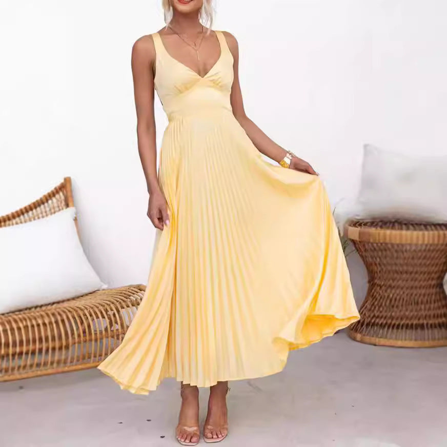 Women's Soft Touch Maxi Dress | Elegant Plissé Summer Gown-Mykonostore-Mykonostore
