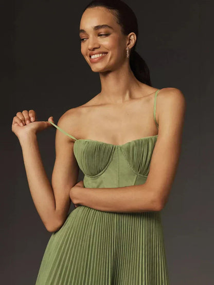 Women's Soft Touch Midi Dress | Elegant Slim Straps Summer Outfit-Women's Dresses-Mykonostore-Mykonostore