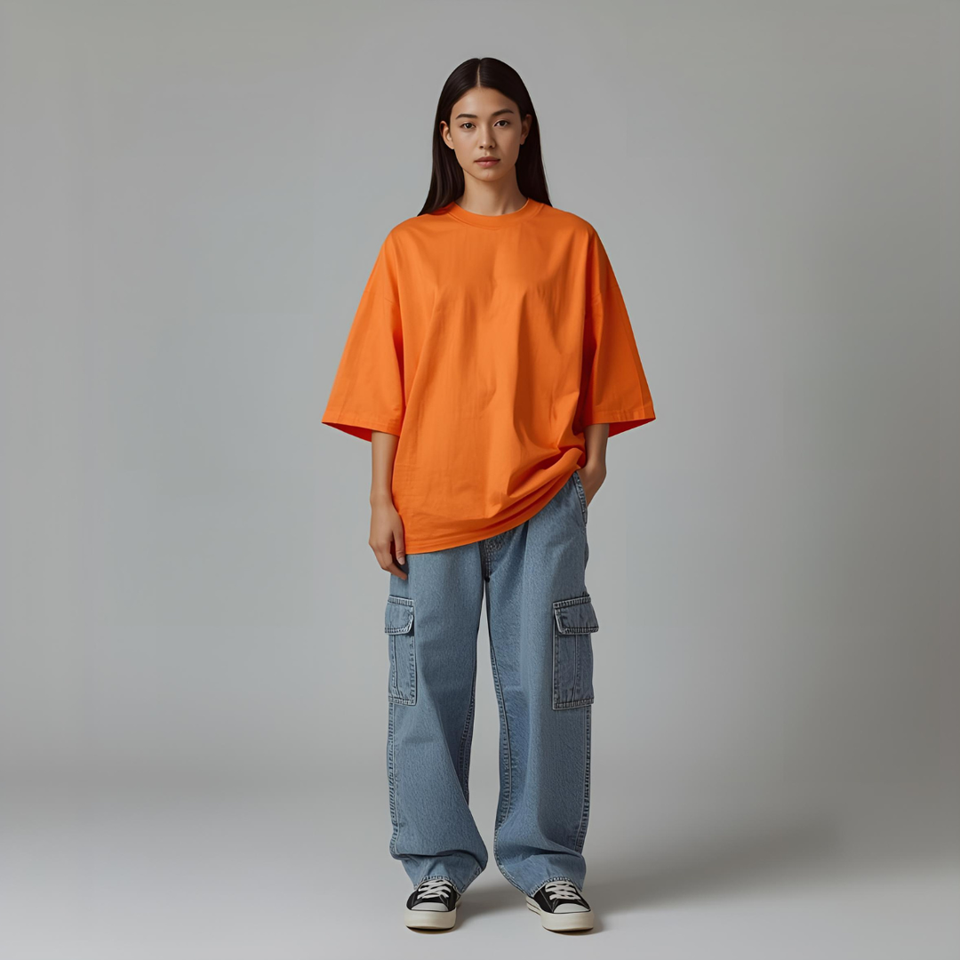 Women's Soft Touch Oversized T-Shirt | Casual Bright Orange Top-Mykonostore-Orange-S-Mykonostore