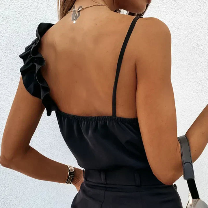 Women's Soft Touch Sleeveless Top | Elegant Ruffled Summer Blouse-Mykonostore-Mykonostore