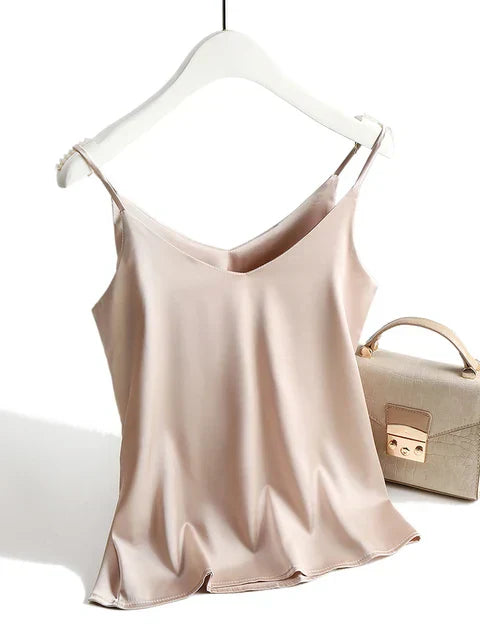 Women's Soft Touch Sleeveless Top | Elegant Summer Blouse-Mykonostore-Khaki-S-Mykonostore
