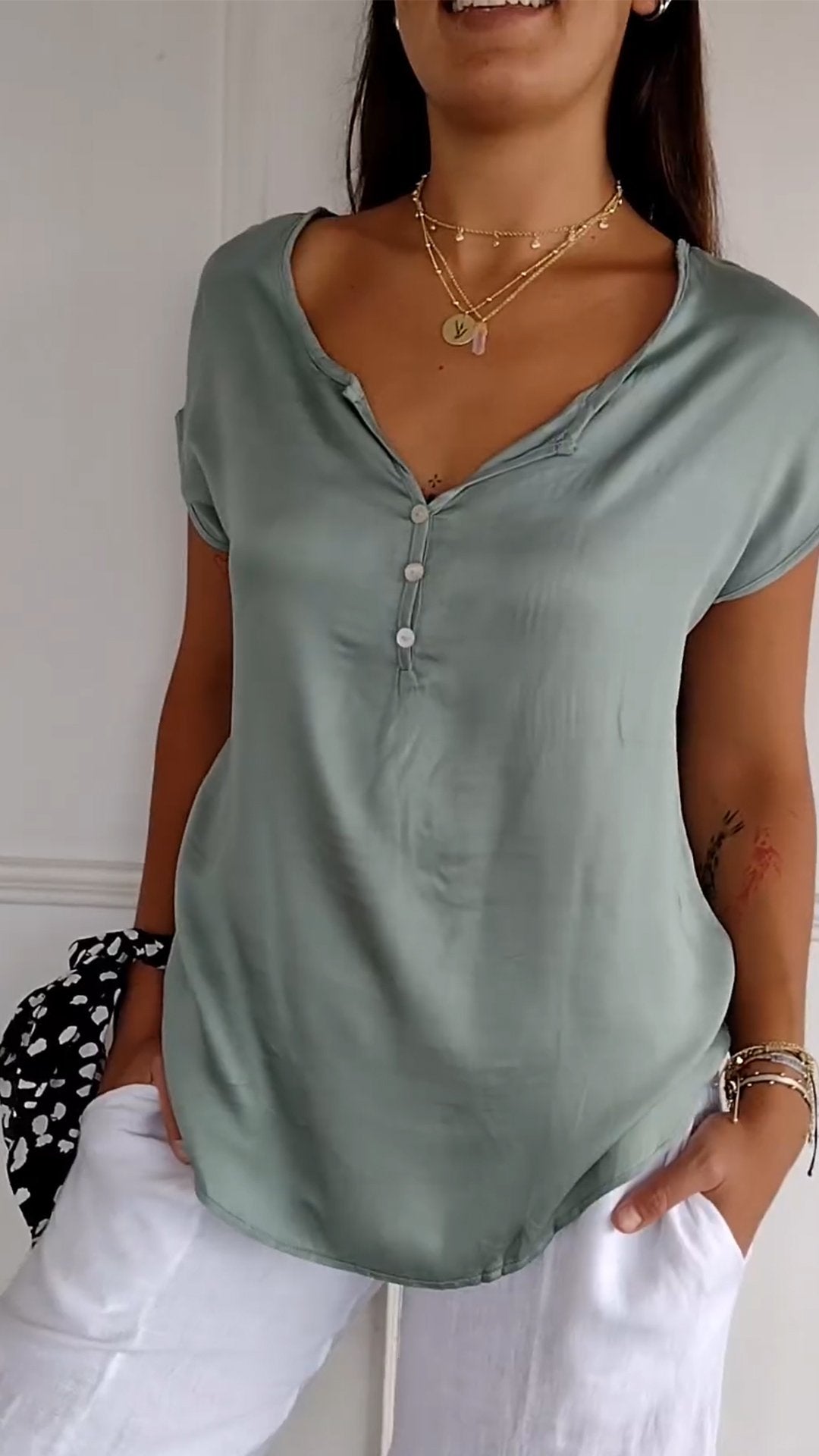Women's Soft Touch V-Neck T-Shirt | Relaxed Fit Everyday Top-Mykonostore-Mykonostore