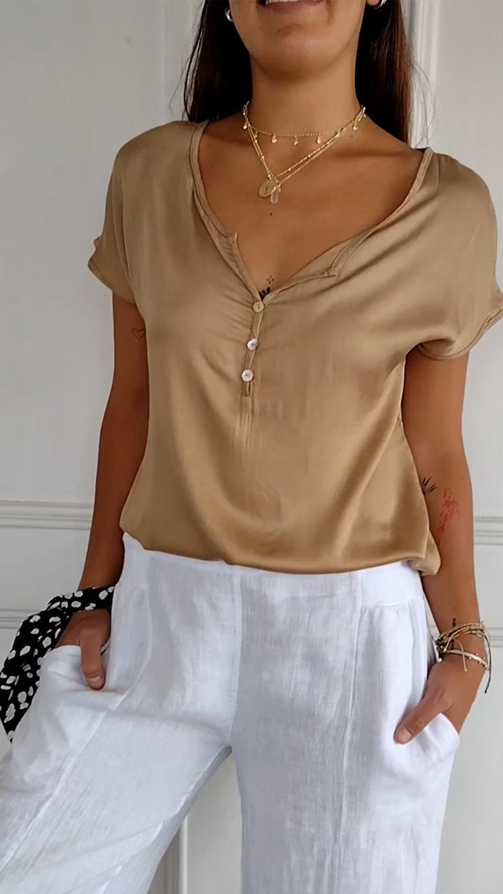 Women's Soft Touch V-Neck T-Shirt | Relaxed Fit Everyday Top-Mykonostore-Mykonostore