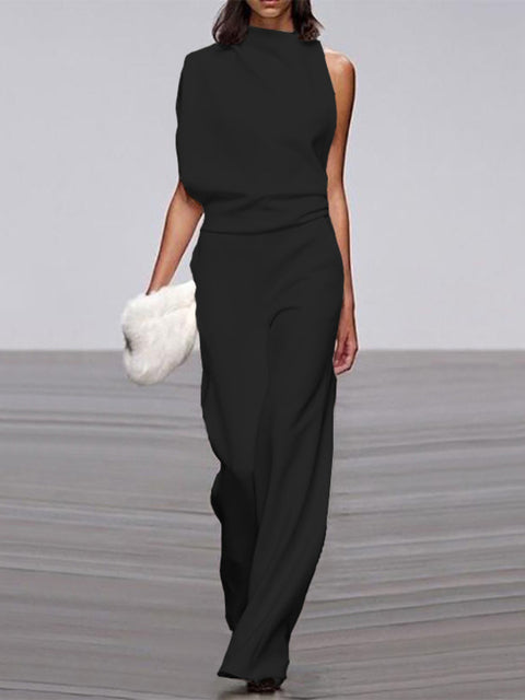 Women's Soft Touch Wide Leg Jumpsuit | Elegant Flattering Summer Outfit-Mykonostore-Mykonostore