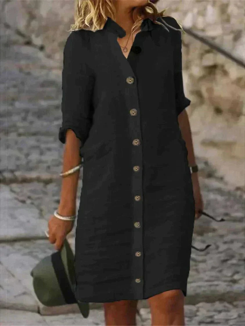 Women's Solid Color Modern Dress | Chic Straight Silhouette with Clean Lines-Mykonostore-Black-S-Mykonostore