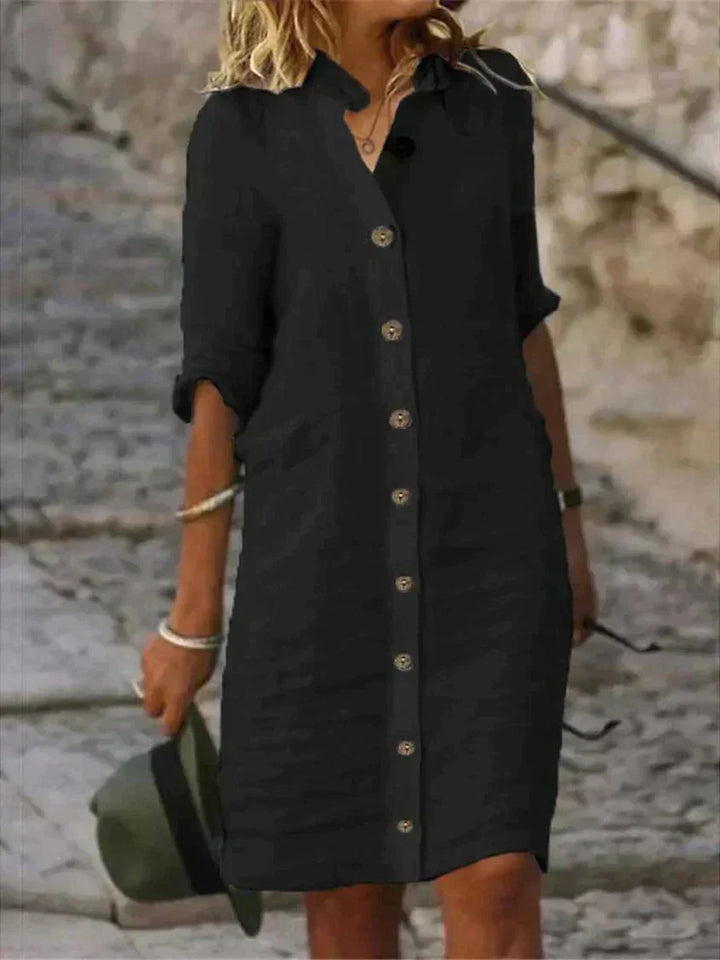 Women's Solid Color Modern Dress | Chic Straight Silhouette with Clean Lines-Mykonostore-Black-S-Mykonostore