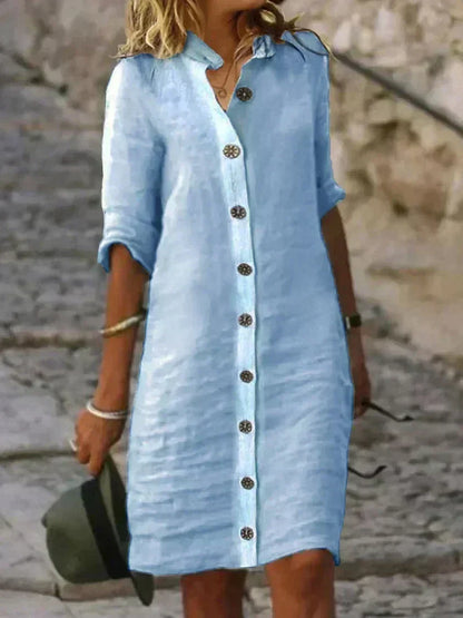 Women's Solid Color Modern Dress | Chic Straight Silhouette with Clean Lines-Mykonostore-Blue-S-Mykonostore