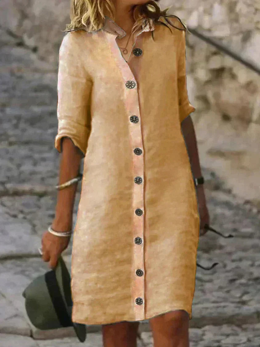Women's Solid Color Modern Dress | Chic Straight Silhouette with Clean Lines-Mykonostore-Khaki-S-Mykonostore
