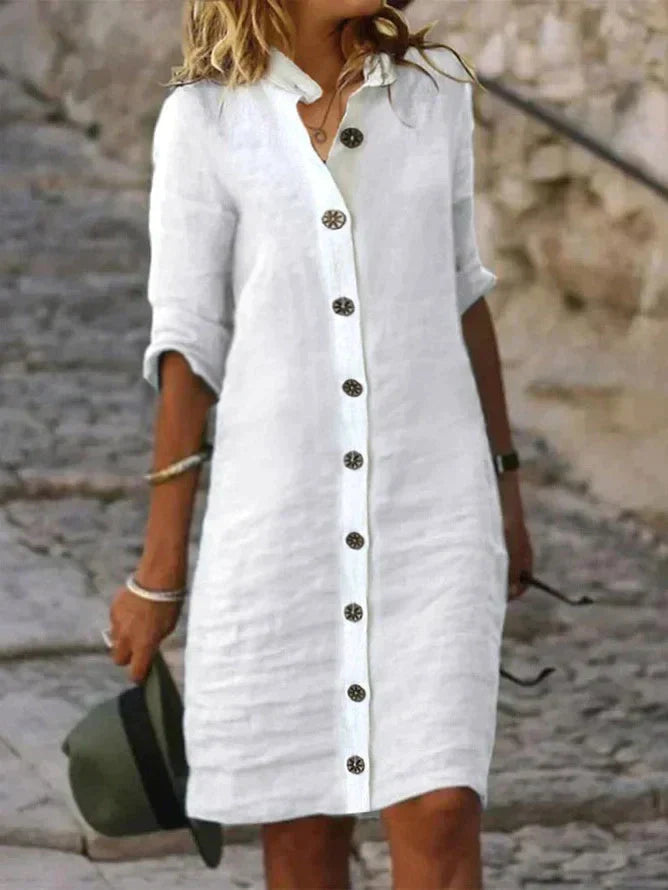 Women's Solid Color Modern Dress | Chic Straight Silhouette with Clean Lines-Mykonostore-White-S-Mykonostore