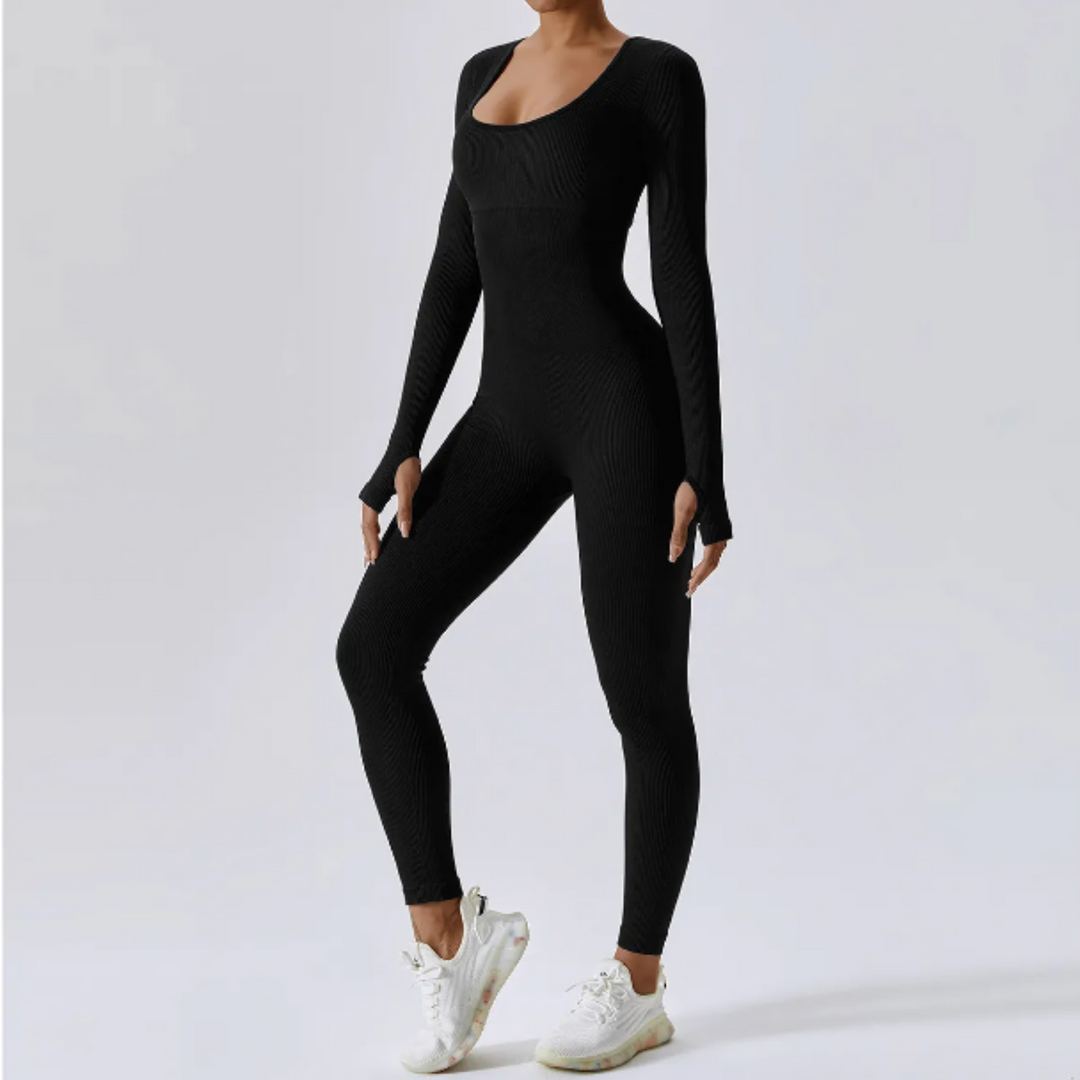 Women's Solid Long Sleeve Bodysuit | Streamlined Fitted Design-Mykonostore-Black-S-Mykonostore