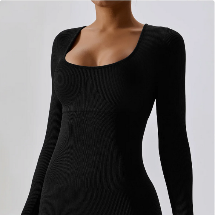 Women's Solid Long Sleeve Bodysuit | Streamlined Fitted Design-Mykonostore-Mykonostore