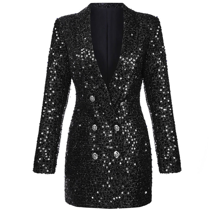 Women's Sparkling Blazer Dress | Elegant Tailored Above-Knee Style-Mykonostore-Mykonostore