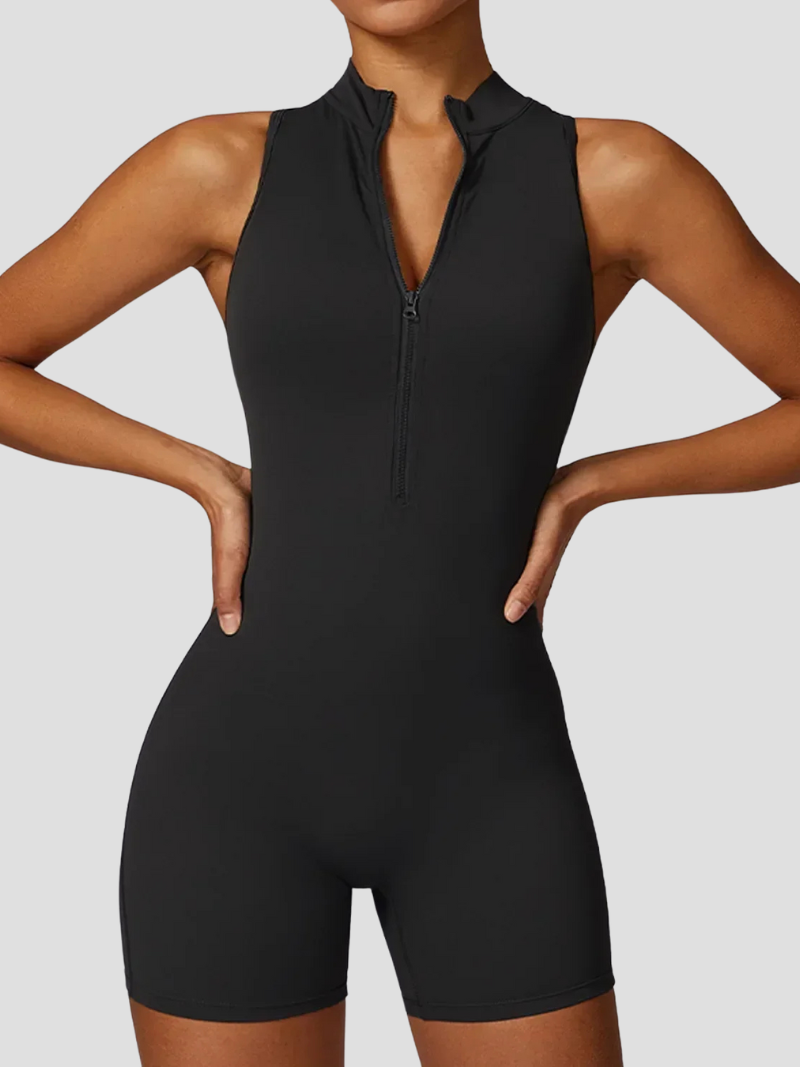 Women's Stretch Fabric Jumpsuit | Sporty Sleeveless Casual Outfit-Jumpsuits-Mykonostore-Black-S-Mykonostore