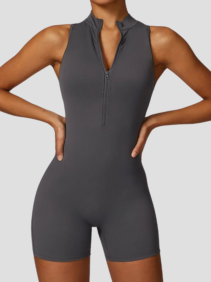 Women's Stretch Fabric Jumpsuit | Sporty Sleeveless Casual Outfit-Jumpsuits-Mykonostore-Dark Gray-S-Mykonostore