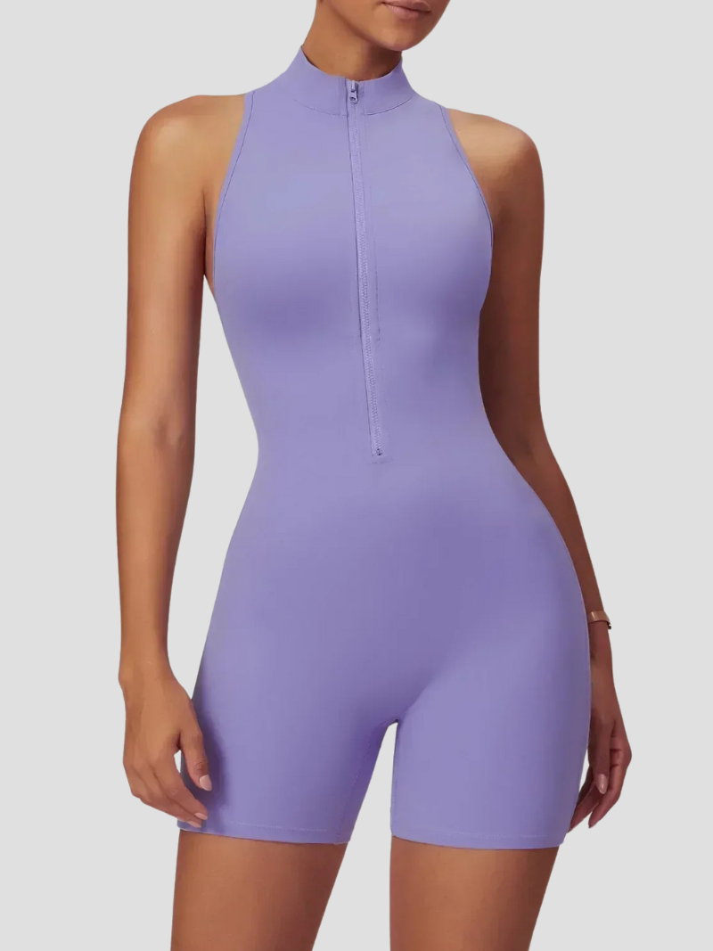 Women's Stretch Fabric Jumpsuit | Sporty Sleeveless Casual Outfit-Jumpsuits-Mykonostore-Lilac-S-Mykonostore