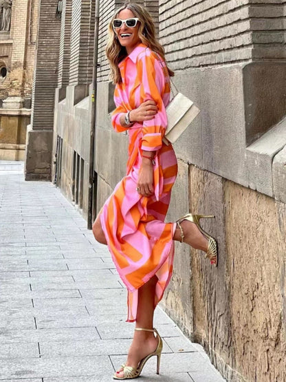 Women's Striped Wrap Dress | Elegant Comfortable Casual Wear-Mykonostore-Mykonostore