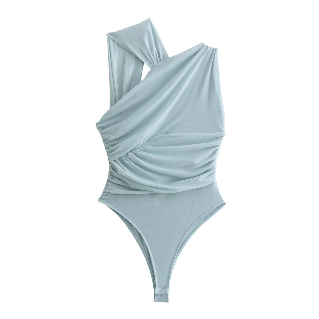 Women's Stylish Leopard Print Bodysuit | Fitted Deep V-Neck Design-Mykonostore-S-Light Blue-Mykonostore