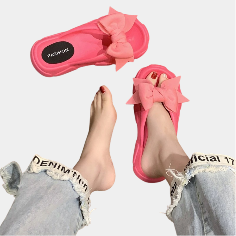 Women's Stylish Summer Slippers | Comfortable Bow Detail Platform Sandals-Mykonostore-Mykonostore