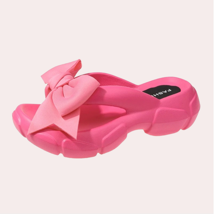 Women's Stylish Summer Slippers | Comfortable Bow Detail Platform Sandals-Mykonostore-Pink-5-6-Mykonostore