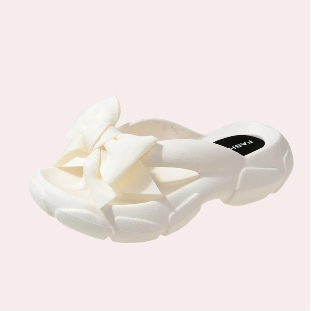 Women's Stylish Summer Slippers | Comfortable Bow Detail Platform Sandals-Mykonostore-White-5-6-Mykonostore