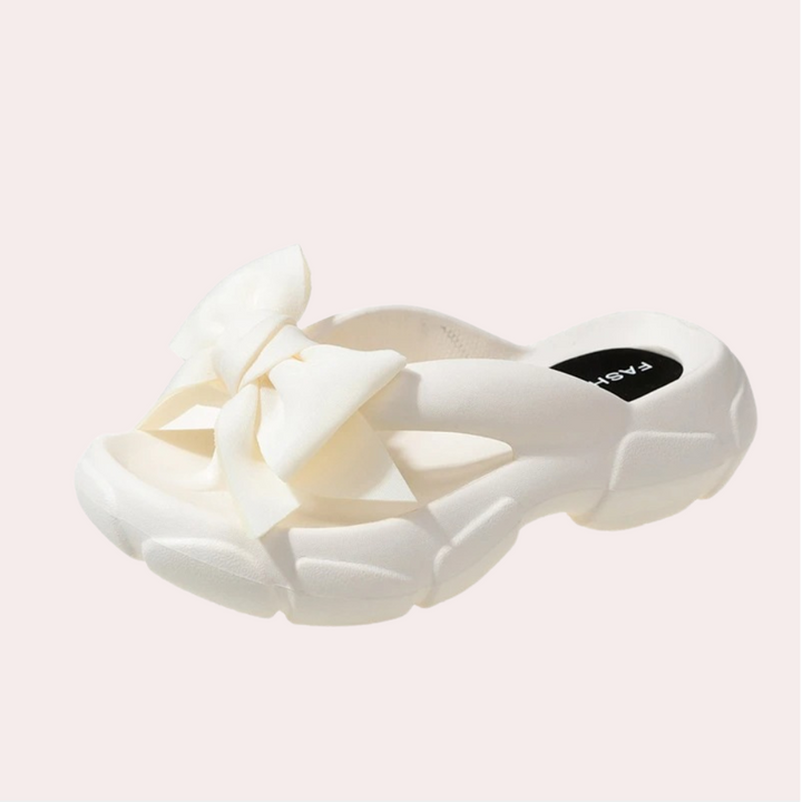 Women's Stylish Summer Slippers | Comfortable Bow Detail Platform Sandals-Mykonostore-White-5-6-Mykonostore