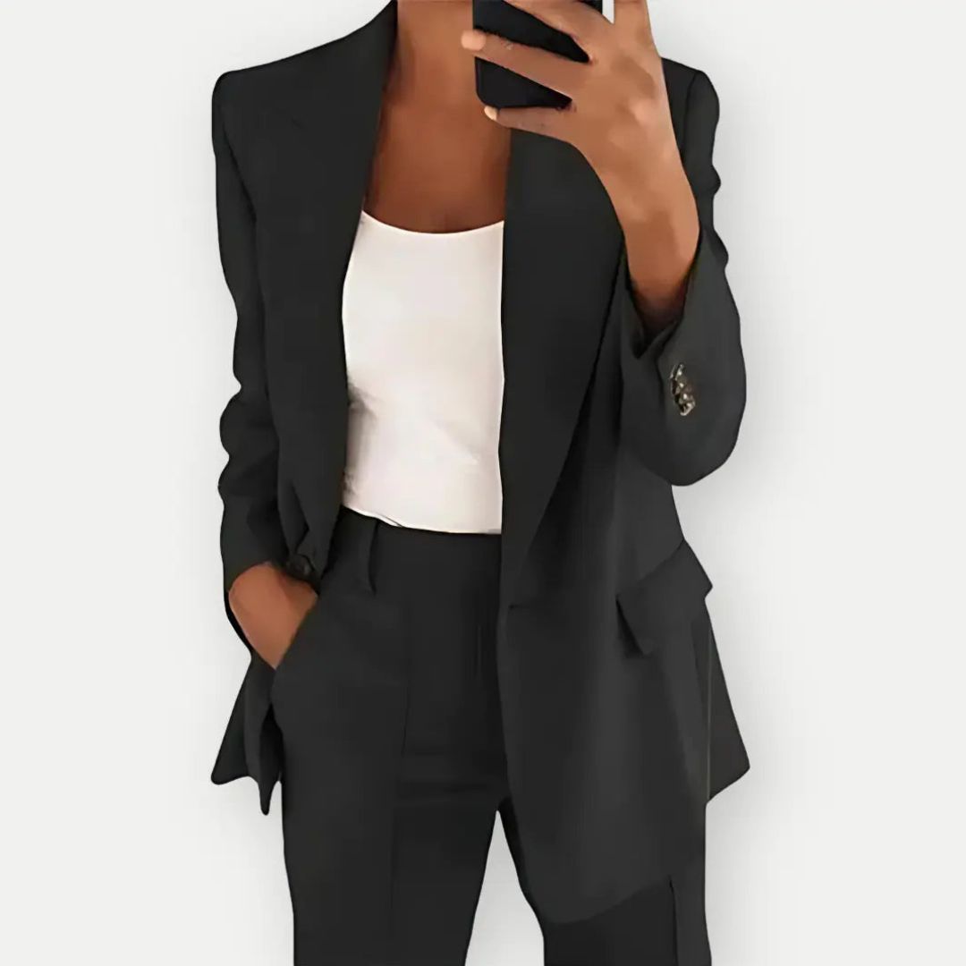 Women's Tailored Blazer and Trouser Set | Elegant Professional Outfit-Suits & Blazers-Mykonostore-Black-S-Mykonostore
