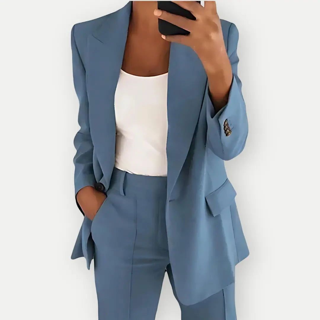 Women's Tailored Blazer and Trouser Set | Elegant Professional Outfit-Suits & Blazers-Mykonostore-Blue-S-Mykonostore